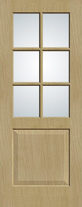 one raised panel six lite glass interior door
