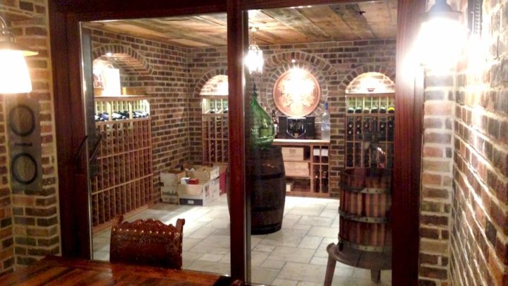 Custom wood wine cellar sliding door