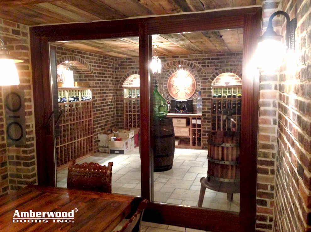 Custom wood wine cellar sliding door
